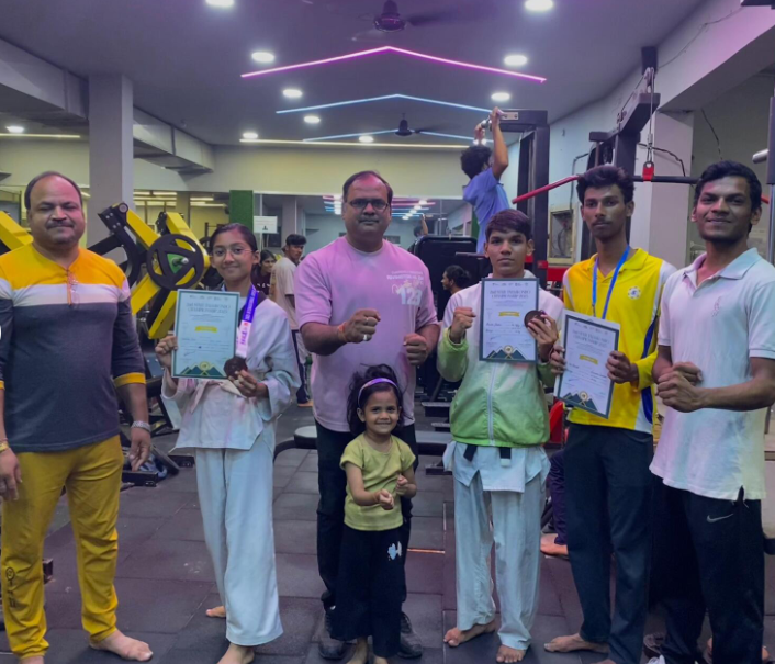 Students training at Kwon Warrior Taekwondo Club, Jabalpur